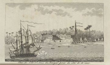 “Vue de l'ile St. Louis du Sénégal prise du côté de la mer”