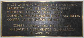 Plaque commemorating capuchin priests at Hermitage Sacred Christ of Potosí