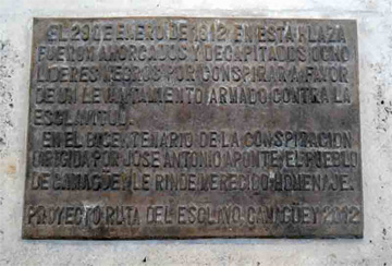 Plaque commemorating the bicentennial of Jose Antonio Aponte’s conspiracy