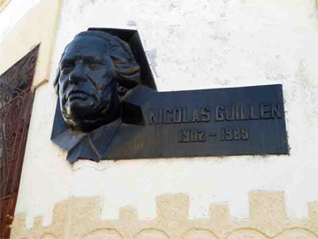 Relief depicting national poet Nicolás Guillén
