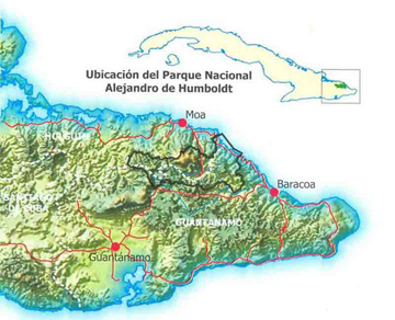 Map of Alejandro de Humboldt National Park, Cuba