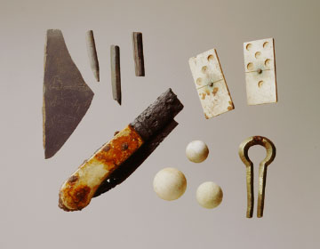 Slate and pencil fragments, dominos