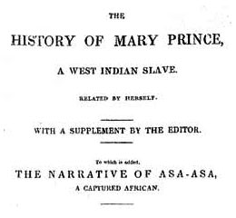 Title page of  <i>The History of Mary Prince, a West Indian Slave, Related by Herself</i>
